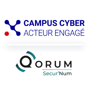 Logos Campus Cyber « Acteur engagé » et Qorum Secur'Num