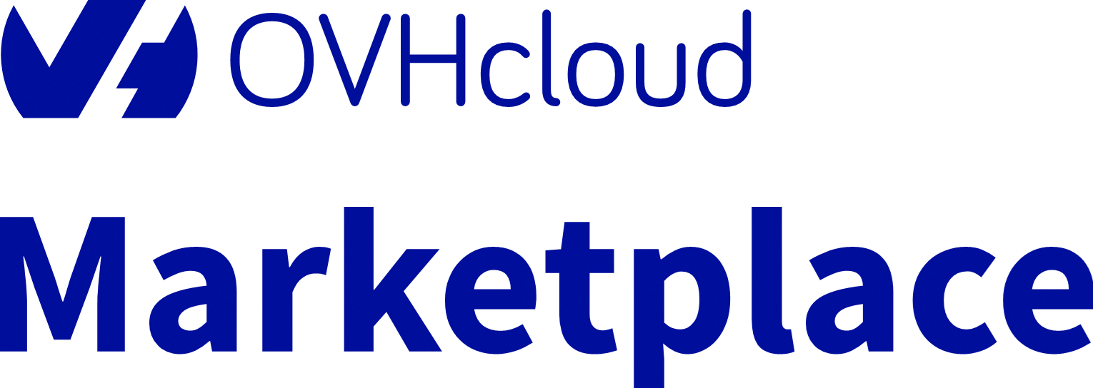 Logo OVHcloud Marketplace, vendeur officiel de solutions cloud