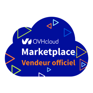 Logo OVHcloud Marketplace, vendeur officiel de solutions cloud